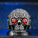 Classic Garden Flower Skull Ring