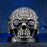 Classic Garden Flower Skull Ring