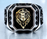 Plated-Gold Lion Head  Ring